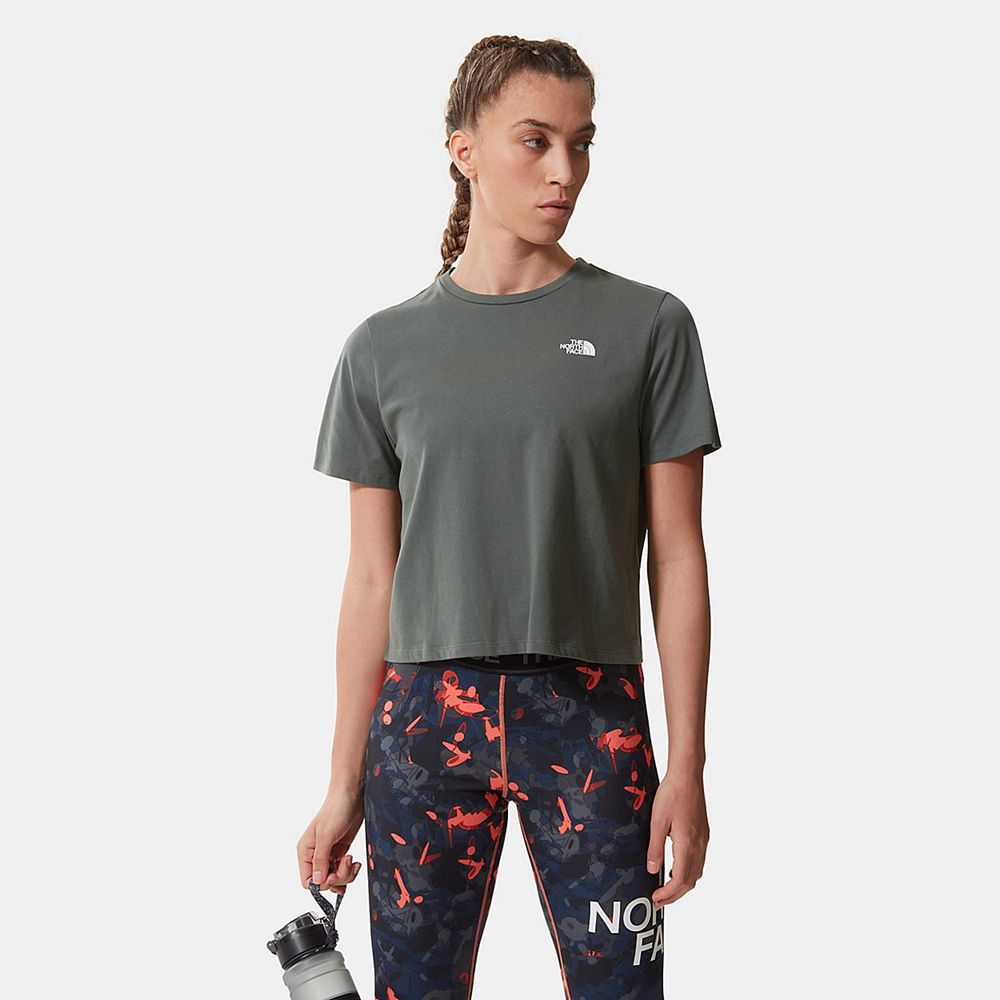 The North Face T-Shirts Womens Australia - The North Face Foundation Cropped Green Running & Trainin